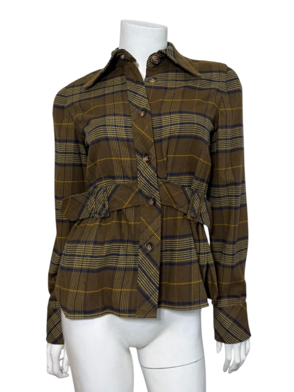 MARC JACOBS The Plaid Shirt in Brown/Olive Size 0